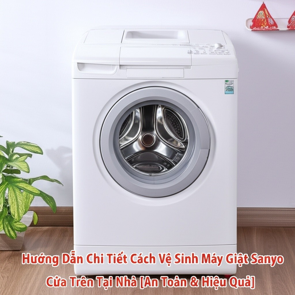Hình minh họa cho bài viết: Hướng Dẫn Chi Tiết Cách Vệ Sinh Máy Giặt Sanyo Cửa Trên Tại Nhà [An Toàn & Hiệu Quả]